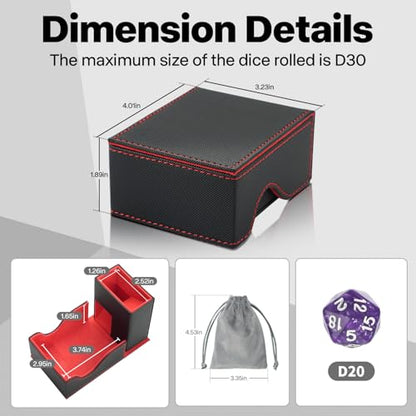 Dice Roller Tower, Premium DND Magnetic Dice Tray, Foldable PU Leather Dice Tower RPG Gifts for Dungeons and Dragons MTG Dm & Player White/Purple（ Deep Dragon） - color: White/Purple