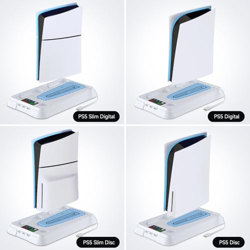 PS5 Cooling Station and PS5 Stand with Controller Charging Station for PS 5 Console - color: white