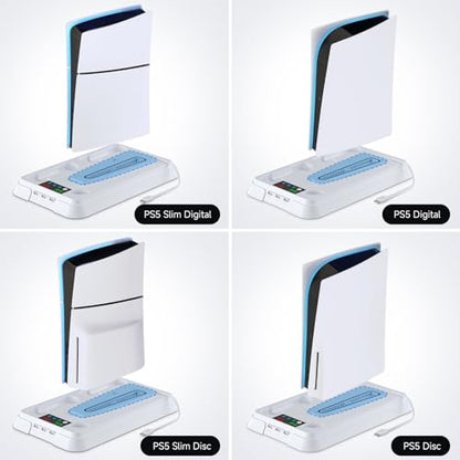 PS5 Cooling Station and PS5 Stand with Controller Charging Station for PS 5 Console - color: white