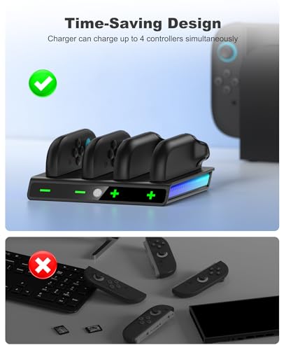Svetaecho Enhanced Controller Charger Station Compatible with Switch 2 Joy Con, Magnetic Fast Charging Dock for Switch 2 Joy Con Charger Accessories PlayStation 3 - style: Horizontal