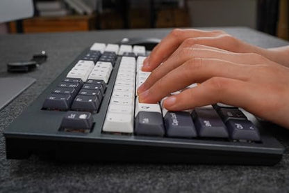 Willow Mechanical Keyboard, 102 Keys, MAC/Win, Space Gray, Gateron Red Linear Hot Swap Switches, RF 2.4, Bluetooth, USB, PBT Keycaps, Aluminum Top