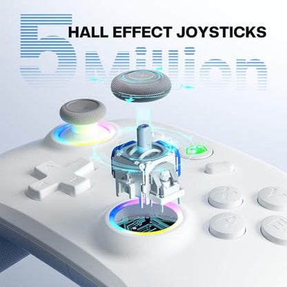 ECHTPower Wireless PC Gaming Controller - Hall Effect Joystick, 2.4G & Wired 1000Hz Polling Rate, 800mAh Battery, Adjustable Turbo/Vibration - for PC/Switch/iOS/Android-off White - color: off-white color
