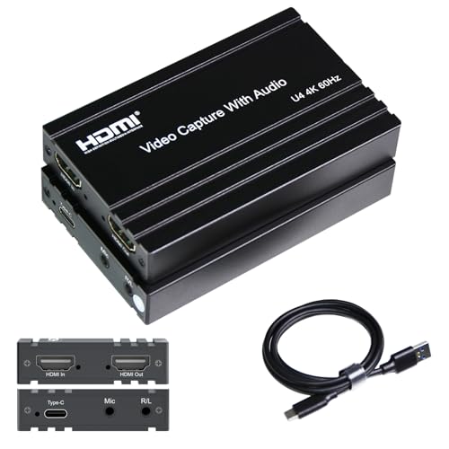 4K60 HDMI Capture Card with USB 3.2 Type-C, True 4K@60 Capture & 4K@60 Loop-Out, 1080P240/2K144 High Refresh Rate Capture, Mic/Audio Input, for PS5/Xbox/Switch/PC/OBS Streaming - color: ZY-UCH801 4K60 HDMI Capture Card