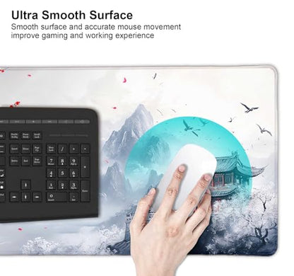 Large Mouse Pad, Desk Mat Computer Keyboard Pad Non-Slip Rubber Base Waterproof with Stitched Edges for Laptop Gaming, Office & Home 31.5 x 11.8 Inch (XL-03) - color: Xl-03