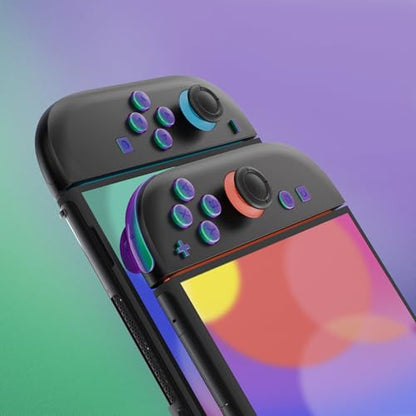 eXtremeRate DIY Replacement Full Set Buttons for Joycon 2, Custom ABXY Direction Keys Dpad + - C Home Capture Release L R ZR ZL Trigger Buttons for Nintendo Switch 2 Controller- Chameleon Green Purple - color: Chameleon Green Purple