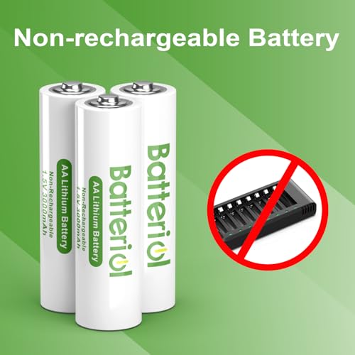 Lithium Batteries AA, Double A Batteries 3000mAh 1.5V Long Lasting for Blink Camera, Flashlight, Video Doorbell, Clocks, Remote Control, Non-Rechargeable (AA 4 Pack)
