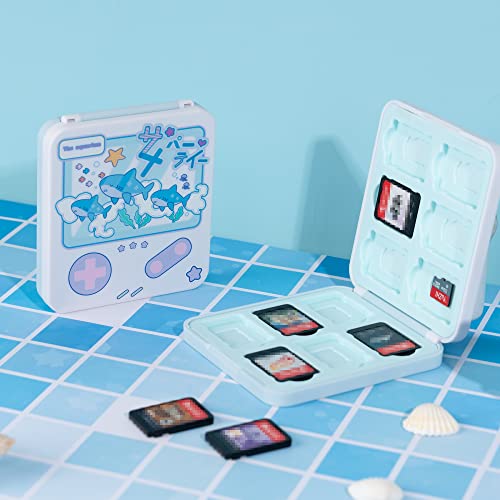 GeekShare Portable Switch Game Card Case - 12 Game Card Slots, Compatible with Switch Lite/Switch/Switch OLED (Shark Party) - size: For Switch 2017/Switch OLED/Switch Lite