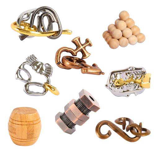 RLYLF 8 Pieces IQ Logic Training Brain Teaser Puzzles for Adults and Kids Family Games Party Favor Coffee Time Challenging Assembly and Disassembly Desk Toys - style: Style A