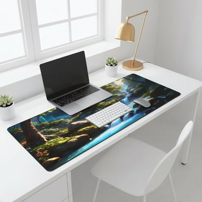 XXL Gaming Mouse Pad 35.4x15.7 inch, Waterfall Rock Landscape Theme Desk Mat,Large Nature Forest Stream Scene Mousepad (Waterfall Stream) - color: Waterfall stream