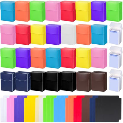 Leyndo 24 Pack TCG Cards Deck Boxes Trading Card Storage Box, Large Capacity with Dividers, Fits 80+ Cards Collectible Games Storage Organizer Cases, Colorful
