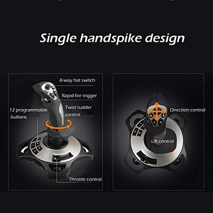 PC Joystick, YF2009 USB Gaming Controller with Vibration Feedback and Throttle, Wired Flight Stick for PC Computer Laptop (Renewed)