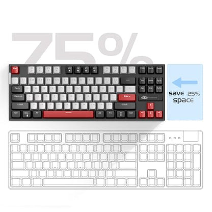 MageGee 75% Mechanical Gaming Keyboard, Blue Switch, LED Backlit, 87 Keys Compact TKL Wired Computer Keyboards for Windows Laptop PC Gamer - Grey/Black - color: Grey Black/Blue Switch