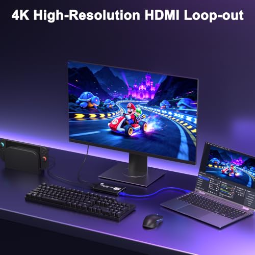 4K HDMI Capture Card, USB 3.0 Video Capture Card for Streaming | Wide Device Compatibility, OBS Compatible, 1080P 60FPS Recording Support