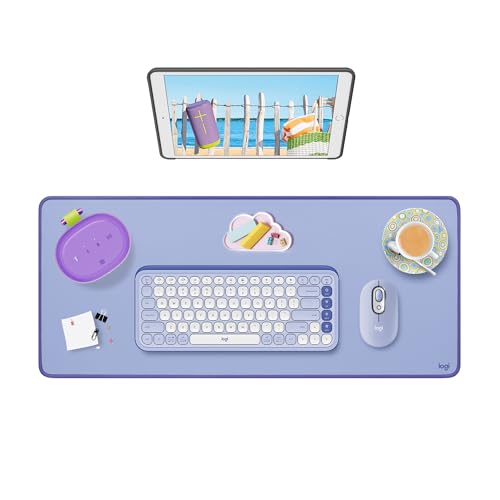 Logitech Desk Mat Studio Series Large Pad 30L x 70W cm - Lilac | Multifunctional large pad, extended mouse surface, office desk protector, anti-slip base, spill-resistant - color: Lilac