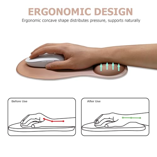 Gel Mouse Pad with Wrist Rest, Ergonomic Office Keyboard Wrist Rest, Brown | Mousepad with Wrist Support, Pain Relief, Computer Mouse Pad with Non-Slip PU Base, Desk Accessories Mat for Office & Gaming - color: Mocha Sand