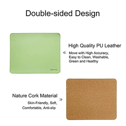 Leather Mouse Pad - Wood Mouse Pad, Double Side Mouse Pad with Stitched Edge, Waterproof Ultra Thin Mouse Pad for Computers, Laptop, Office & Home, 10.2 x 8.3 Inch, 1 Pack (Matcha Green) - color: Matcha Green