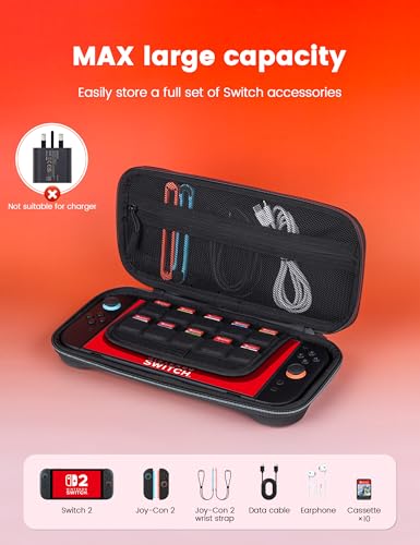 MOGOOD Carrying Case for Nintendo Switch 2 (2025) 10 Game Cartridges | Water-Resistant Slim Protective Case Hard Shell Travel Bag, For Console & Accessories - size: Small