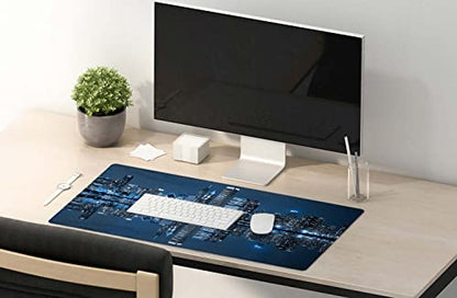 SSOIU Extended Gaming Mouse Pad (35.5x15.7 in), Large Non-Slip Rubber Base Mousepad with Stitched Edges, Waterproof Keyboard Mouse Mat Desk Pad for Work, Game, Office, Home - Chicago Skyline - color: Chicago Skyline