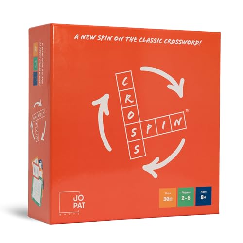 Cross Spin Crossword Board Game, Word Puzzle Game for 2-6 Players, 160 Cards, 10 Boards