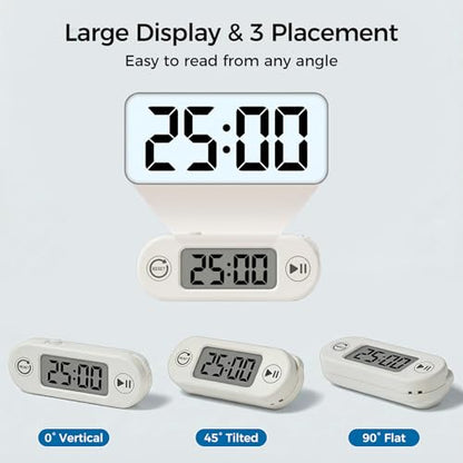 Digital Timer for Kids, Countdown Timer with Rotary Knob, Silent & Sound Modes, Large Display, Easy Reset for Kitchen, Cooking, Egg, Classroom, Teacher, Exercise, Study