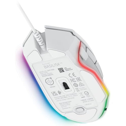 Razer Basilisk V3 Customizable RGB Wired Ergonomic Gaming Mouse, White | Fastest Gaming Mouse Switch, Chroma RGB Lighting, 26K DPI Optical Sensor, 11 Programmable Buttons, HyperScroll Tilt Wheel - color: White