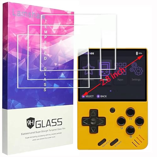 Lamshaw Miyoo Mini V4 Retro Handheld Game Screen Protector, 9H Tempered Glass Screen Protector Film Compatible with Miyoo Mini V4 OnionOS Handheld Game Console 2.8-inch (Glass-3Pack)