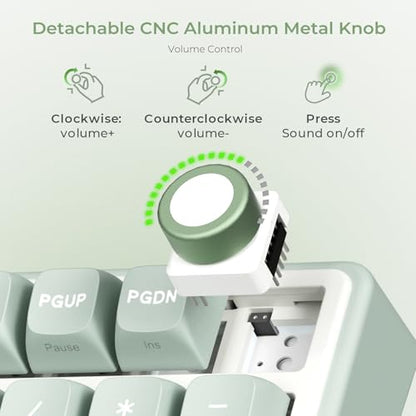 RK ROYAL KLUDGE R98 Pro Wired Mechanical Keyboard, RGB PC Gaming Keyboard with Number Pad and Volume Knob, Gasket Mount, MDA Profile PBT Keycaps, for Win/Mac, Hot Swappable Linear Cream Switch - color: Cyan, size: Hot Swappable Cream Switch