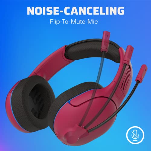 PDP AIRLITE Pro Wireless Stereo Gaming Headset, Officially Licensed by Sony PlayStation 5, PS5/PS4/PS3/PC, Lightweight Durable 40 Foot Connection, Noise-canceling Flip-to-Mute Mic, Cosmic Red - color: Red, style: Wireless