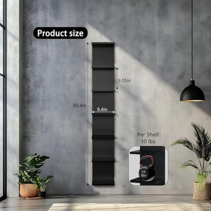 7 Tier Led Light Wall Shelves, Black | Lack Wall Shelf Unite,Vertical Shelf with Remonte Control,Black Shelves - color: 7 Tier Black