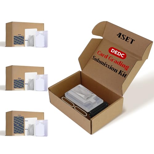 DEDC Card Grading Submission Kit Card Grading Mailing with 5 Stands 25 Semi-Rigid Card Holder 100 Sleeves 2 Rubber Bands and Bubble Wrap Shipping Protector Cleaning Cloth Sealing Sticker (4-Set- PSA) - size: 4-set- PSA