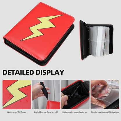 Collectible Trading Card Albums,4 Pocket Card Binder, 400 Double Sided Pocket PU Premium Zip Trading Collection Binderwith 50 Removable Sleeves, Card Folder forTCG, Sports Cards (Pink White) - color: Pink White