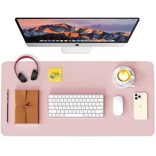 Leather Desk Pad Protector, Waterproof Mouse Pad, PU Desk Mat, Office Desk Cover, Desk Writing Mat for Office/Home/Work/Cubicle (Light Pink) 31.5x15.7 in - color: Light Pink, size: 31.5" x 15.7"
