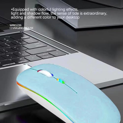 Guiheng Wireless Bluetooth Mouse,LED Dual Mode Rechargeable Silent Slim Laptop Mouse,Portable(BT5.2+USB Receiver) Dual Mode Computer Mice,for Laptop,Desktop Computer,ipad Tablet,Phone,TV (Blue) - color: blue