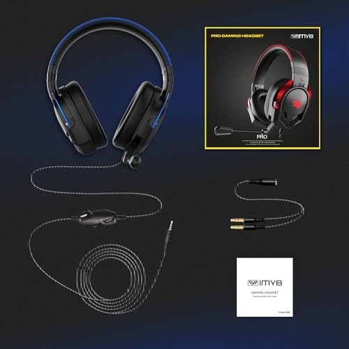 IMYB A88 Gaming Headset with Microphone, Stereo Wired Noise Cancelling Over-Ear Headphones with Mic for Pc, Ps5, Xbox One Series X/s, Ps4, Computer, Laptop, Mac, Nintendo, Gamer (Blue) - color: Blue