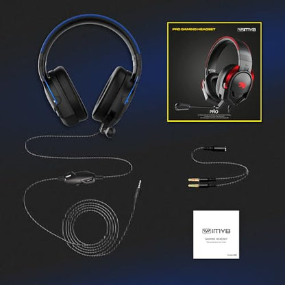 IMYB A88 Gaming Headset with Microphone, Stereo Wired Noise Cancelling Over-Ear Headphones with Mic for Pc, Ps5, Xbox One Series X/s, Ps4, Computer, Laptop, Mac, Nintendo, Gamer (Blue) - color: Blue