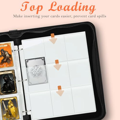 9 Pocket Trading Card Binder 1008 Cards Collection Albums with 56 Removable Sleeves Card Book Holder Leather Collection Storage Binders Compatible with TCG MTG Sport Cards(Silhouette) - style: Silhouette Card Albums