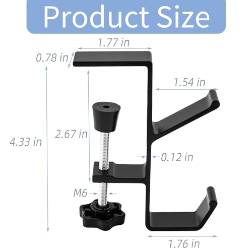 Desk Mount Bag Holder Hook Clamp-On Backpack Hanger Portable Desk Mount Headphones Holder Reduce Desk Clutter for Table Desk, Under Counter (Black) - color: Black