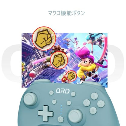 QRD Junior E5 Wireless Controller for Switch/Lite/OLED/Switch 2 Windows PC Mac iOS Andoird,6 Axis Gyro,TURBO (Switch Controller Blue) - color: Switch Controller Blue