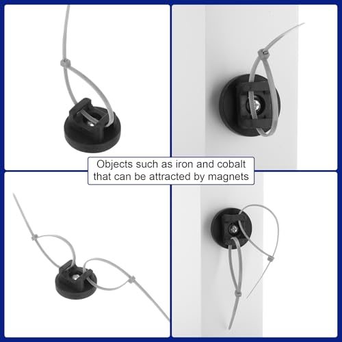 Yookeer Magnetic Zip Tie Mount Base Black Magnetic Cable Clips Wire Holder Multipurpose Cable Ties Management Base Electrical Supplies for Wire - size: 31 mm