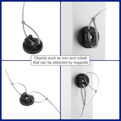 Yookeer Magnetic Zip Tie Mount Base Black Magnetic Cable Clips Wire Holder Multipurpose Cable Ties Management Base Electrical Supplies for Wire - size: 31 mm