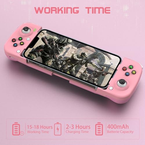 Joso Phone Controller for iPhone/Android Support Phone Case, Mobile Gaming Controller with Ergonomic Design - Wireless Gamepad for Cloud Gaming & PS Remote Play - color: Pink