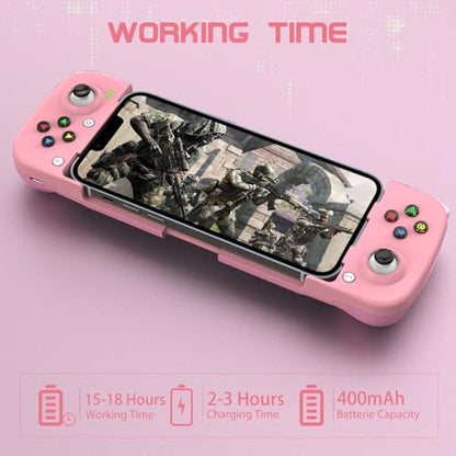 Joso Phone Controller for iPhone/Android Support Phone Case, Mobile Gaming Controller with Ergonomic Design - Wireless Gamepad for Cloud Gaming & PS Remote Play - color: Pink
