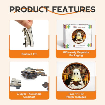 1000 Piece Puzzles for Adults, Halloween Ghosts Puzzle for Adults | 26.6 * 26.6 in Flat Puzzles with 3D Visual Effect When Completed, Adult Puzzle Games - color: Halloween Ghosts
