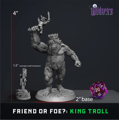 Wildspire Troll King and Queen for D&D Miniatures - Paintable Troll Figures for Dungeons & Dragons Fantasy Tabletop RPG