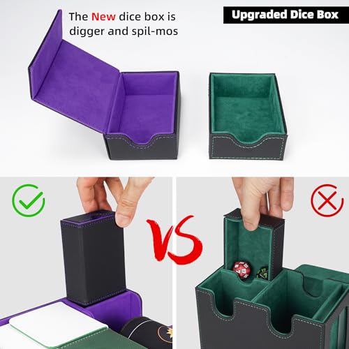 AFIING MTG Deck Box 6 In1 with MTG Playma,Premium Card Storage Box with 5 Pcs MTG Deck Box Holds 2400+ Trading Cards, Large TCG Card Deck Case for Magic Yugioh Sports Cards (Black&Purple) - color: Set Black Purple