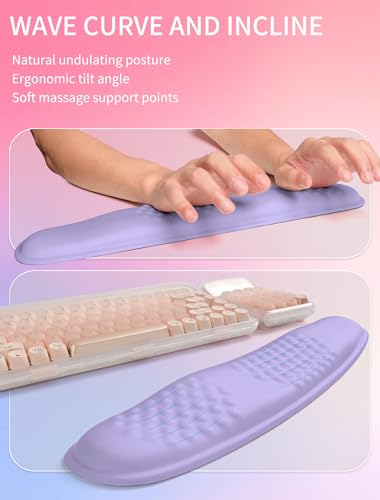 Hokafenle 2in1 Combination, Wave Keyboard Wrist Rest and Ergonomic Curvature Mouse Pad Wrist Support for Relieve Wrist Pain, Filled with Soft Cushion Memory Foam, Purplish Blue - color: Purplish Blue