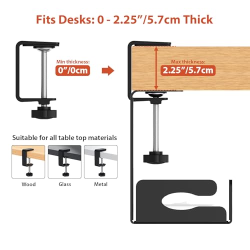 Univivi Under Desk Cable Management Tray, Cable Management, 32 inch, Black | Durable Steel Material, Under Desk Cable Tray with No-Drill C-Clamp and Screw Mount, Wire Management for Office/Home - color: Black, size: 32"