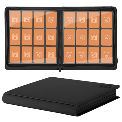 Premium Card Binder 12 Pocket for 720 Pockets Trading Card Binder, PU Zipper Card Collection Album, Sturdy Side-Loading Card Book Holder for MTG, TCG, Game Cards, Sports Cards - color: 12 Black