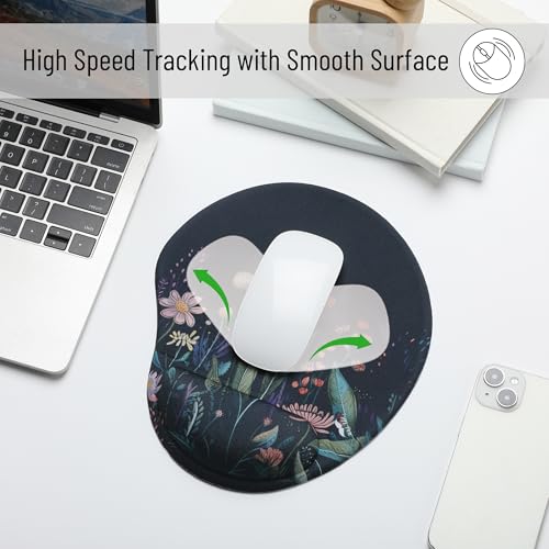 Mr. Pen- Ergonomic Mouse Pad with Wrist Rest, Midnight Bloom Design | Breathable Fabric with Memory Foam Cushion, Non-Slip Rubber Base, Gel Mouse Pad with Wrist Support - color: Midnight Bloom