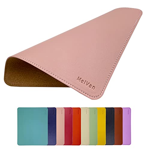 MelVan PU Leather Mouse Pad with Stitched Edge, Wood Mousepad, Waterproof Gaming Mouse Pad Mat for Computers, Laptop, Office & Home, 10.2" x 8.3", 1 Pack (Pink) - color: Pink